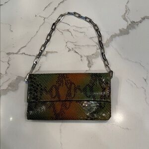 Elegant Multicolor Snake Print Clutch